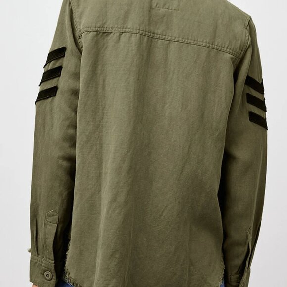 Rails Women’s Loren Linen Shirt Jacket Shacket Military Olive Green Medium, - Picture 3 of 9